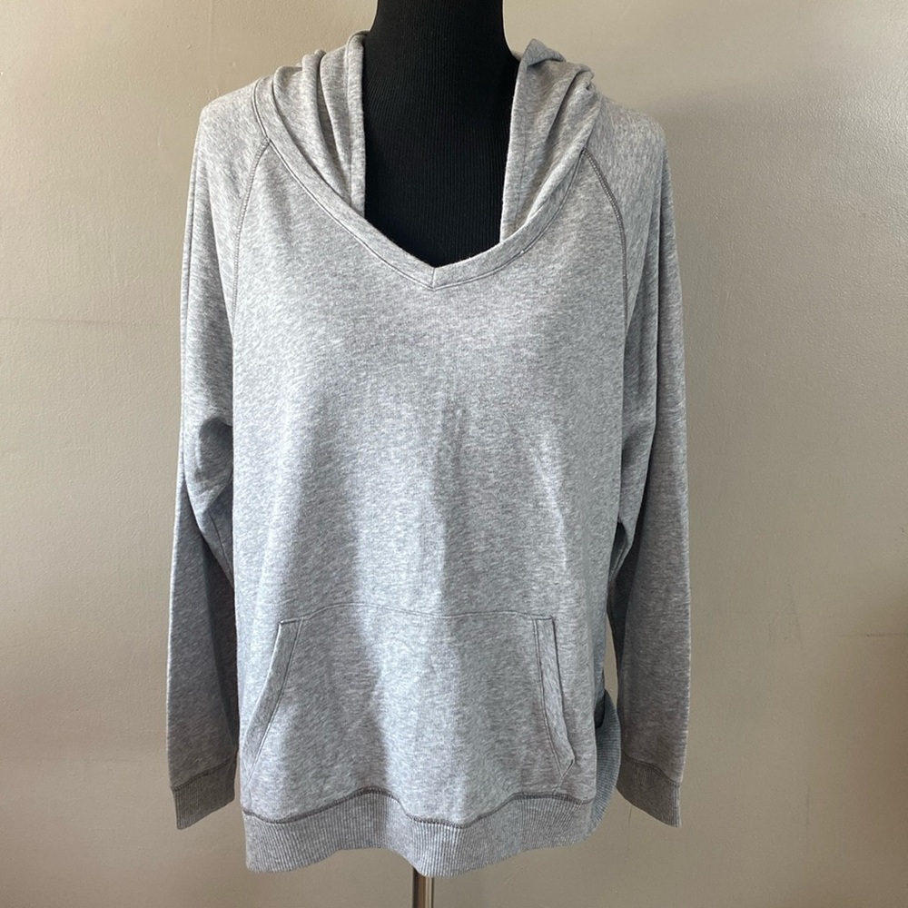 Old Navy Heather Gray V-Neck Lightweight Hoodie Sweatshirt Sz XL